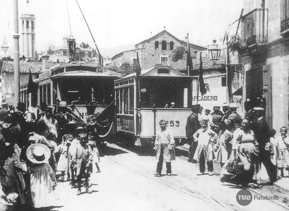 Inauguració del tramvia elèctric a Horta (21 de juliol de 1901) / Arxiu TMB