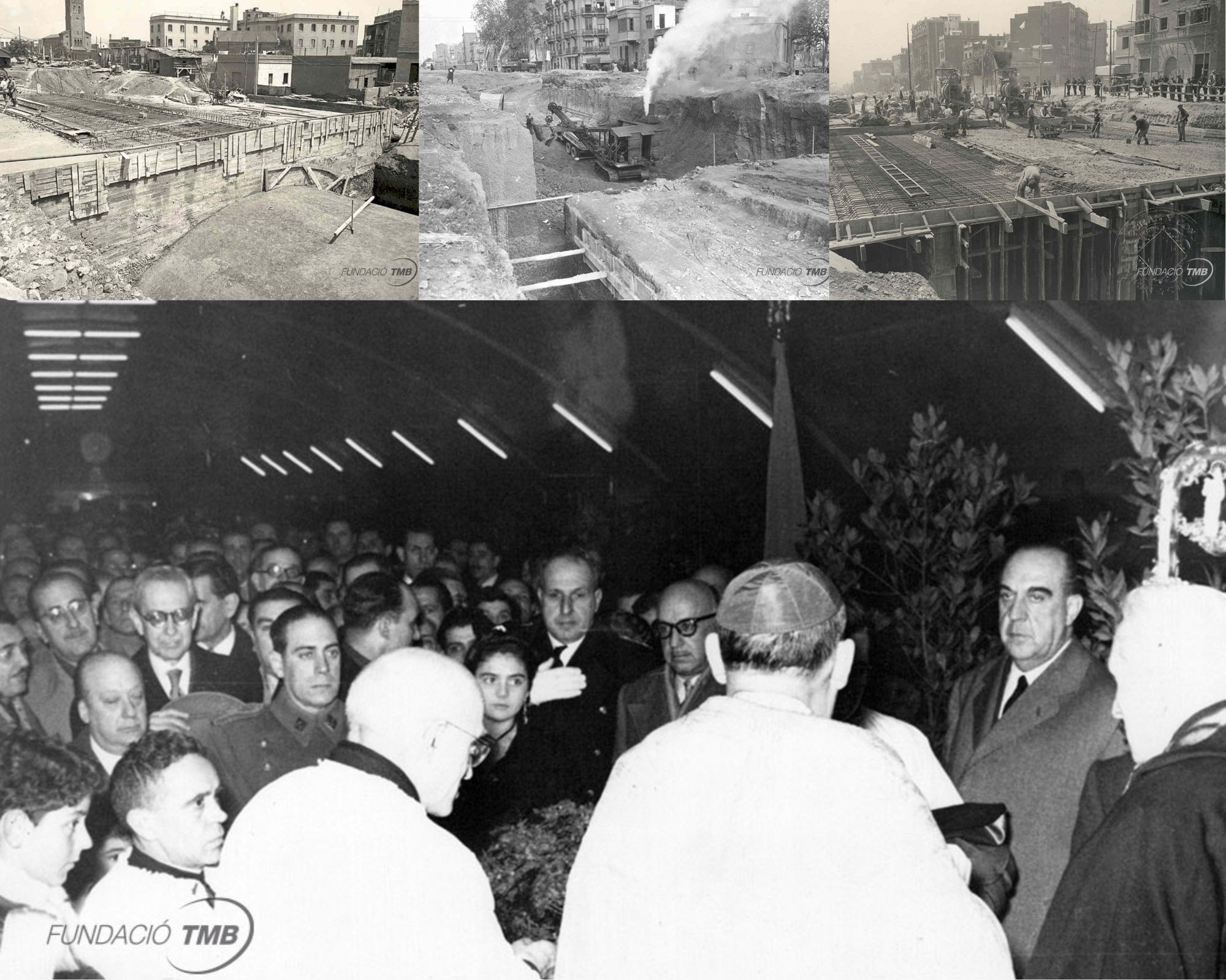 Imatges de les obres i de la inauguració oficial de l'estació La Sagrera (línia1) / Arxiu Fundació TMB)