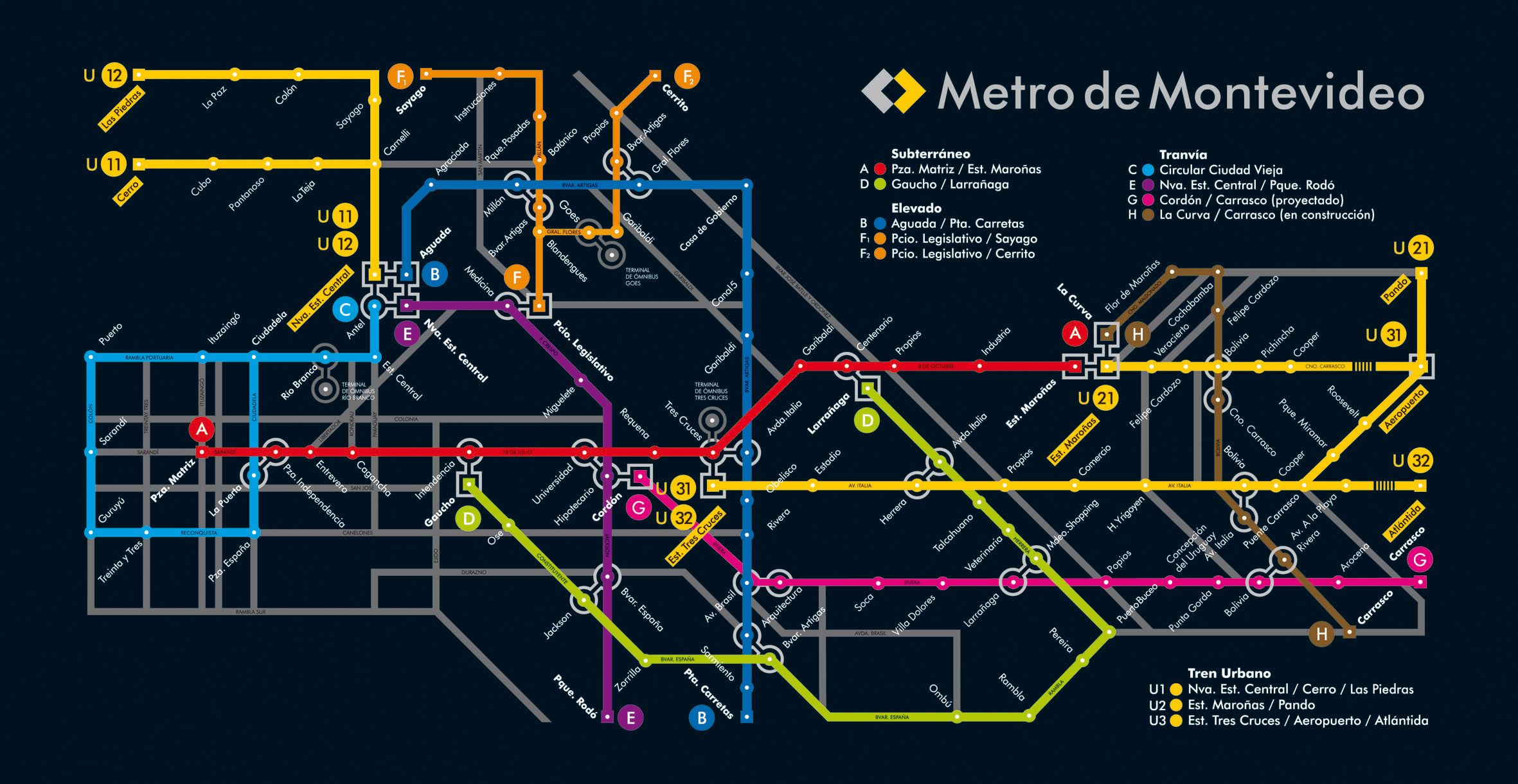 Mapa del ficcionat Metro de Montevideo. /Foto: M.Caltieri