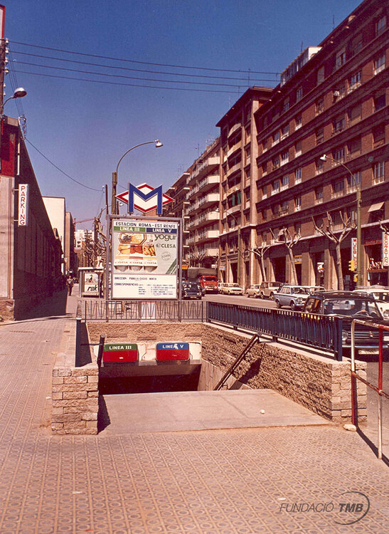 Fins al 1982 Sants Estació de la L3 va portar el nom de Roma, per la proximitat a l'avinguda del mateix nom (imatge de 1976) / Foto: Arxiu TMB