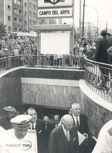 L'estació Campo del Arpa (actual Camp de l'Arpa) de la L5, el dia de la seva inauguració l'any 1970 / Foto: Arxiu TMB