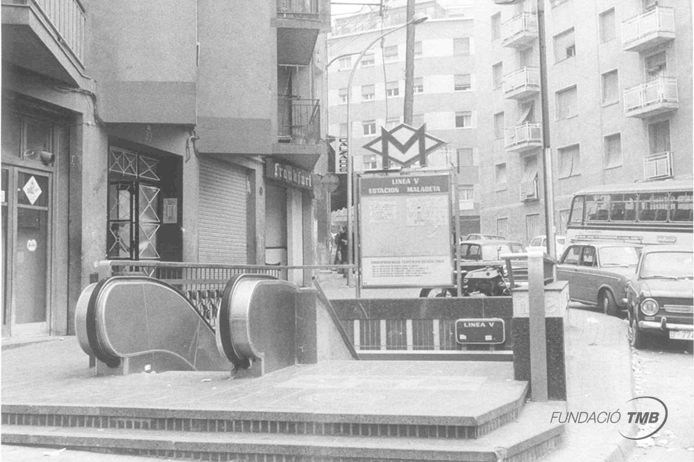 Maladeta era el nom de l'actual estació de Can Vidalet de la L5 fins al 1982 / Foto: Arxiu TMB