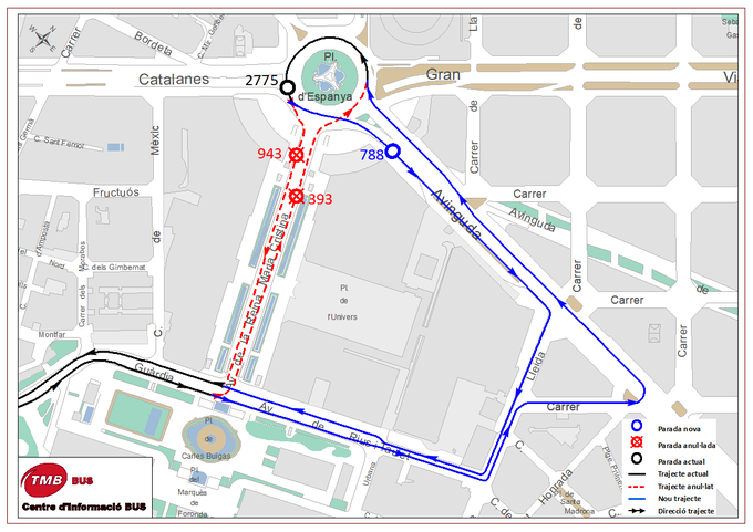 Desviament de les línies de bus. /Foto: TMB