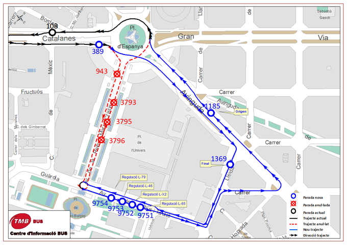 Desviament de les línies de bus. /Foto: TMB