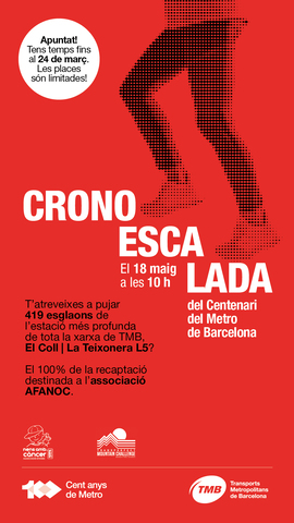 Cartell de la cronoescalada al metro / Imatge: TMB