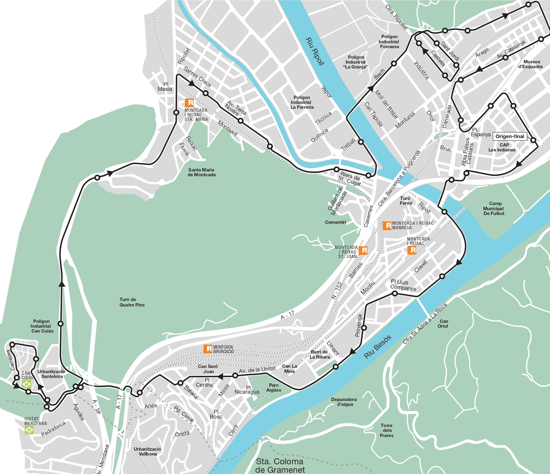 Plànol amb el recorregut de la línia 137 / Font: TMB