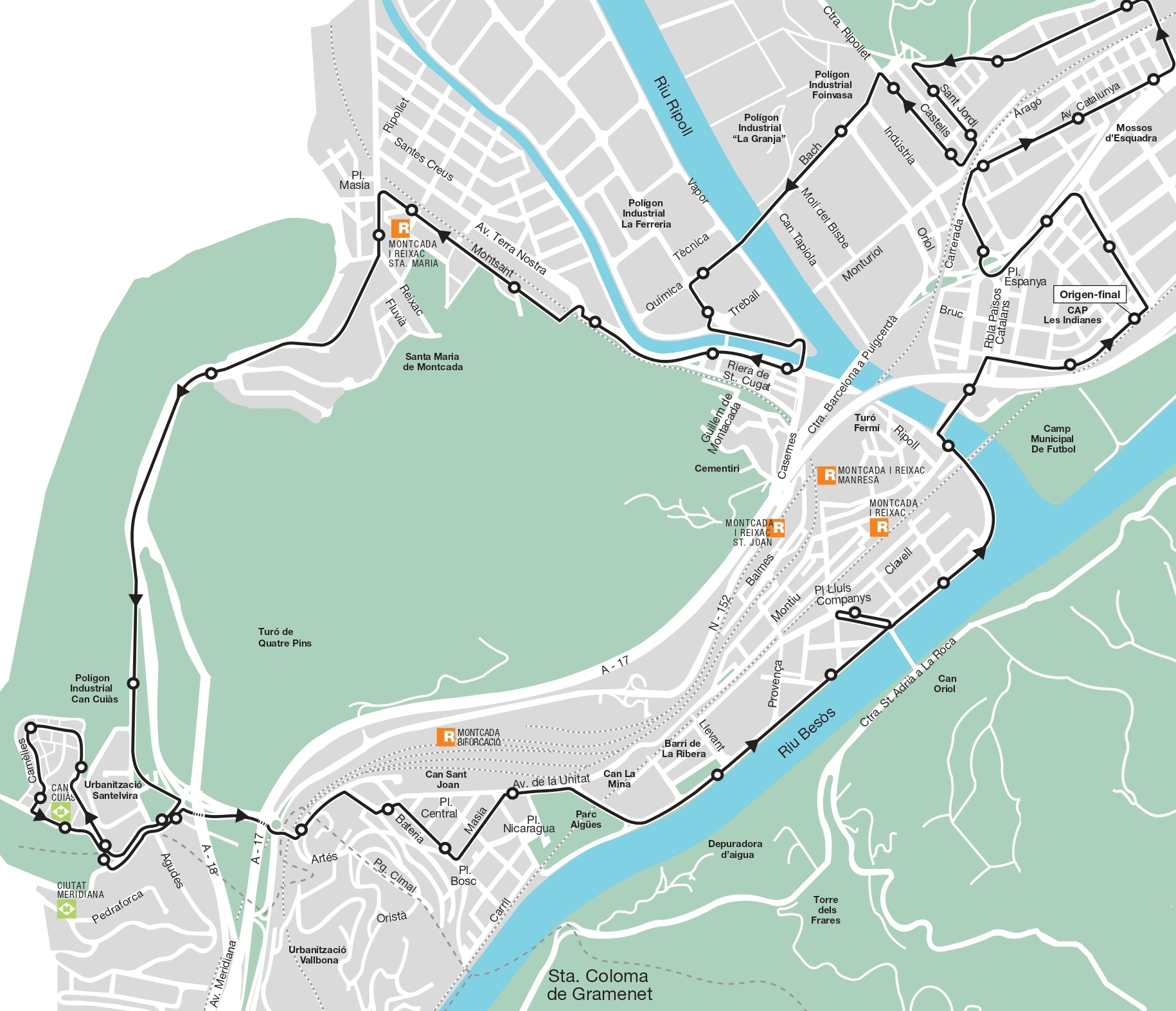 Plànol amb el recorregut de la línia 138 / Font: TMB