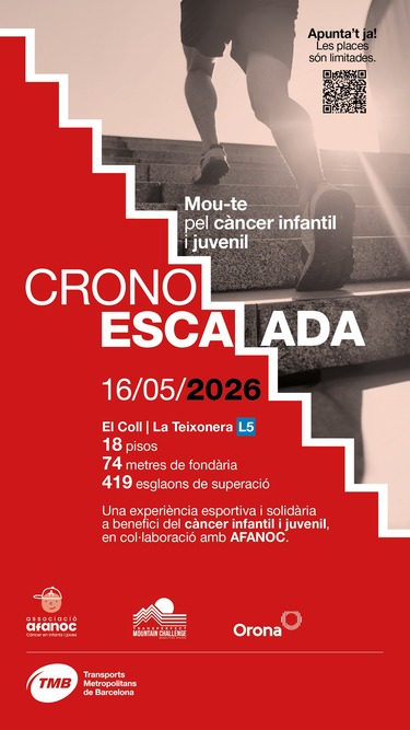 Visual de la campanya de promoció de la segona edició de la cronoescalada solidària al metro / Imatge: TMB