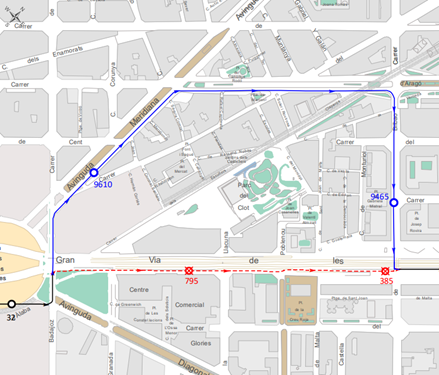 Plànol H12 amb la modicació de recorregut / Font: TMB
