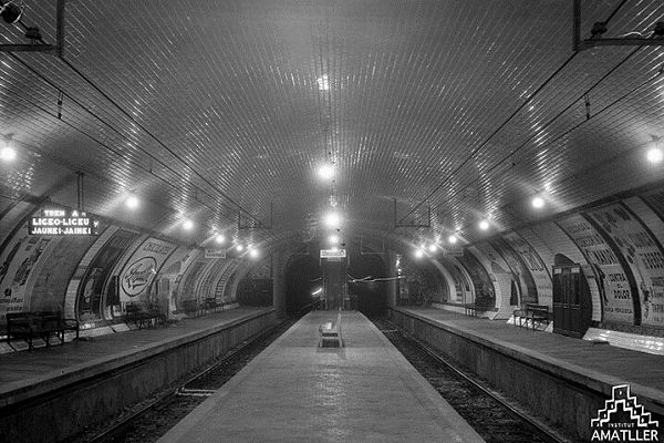 L'estació Aragó del Gran Metro el 1933 / Foto: Institut Amatller d'Art Hispànic - Arxiu Mas