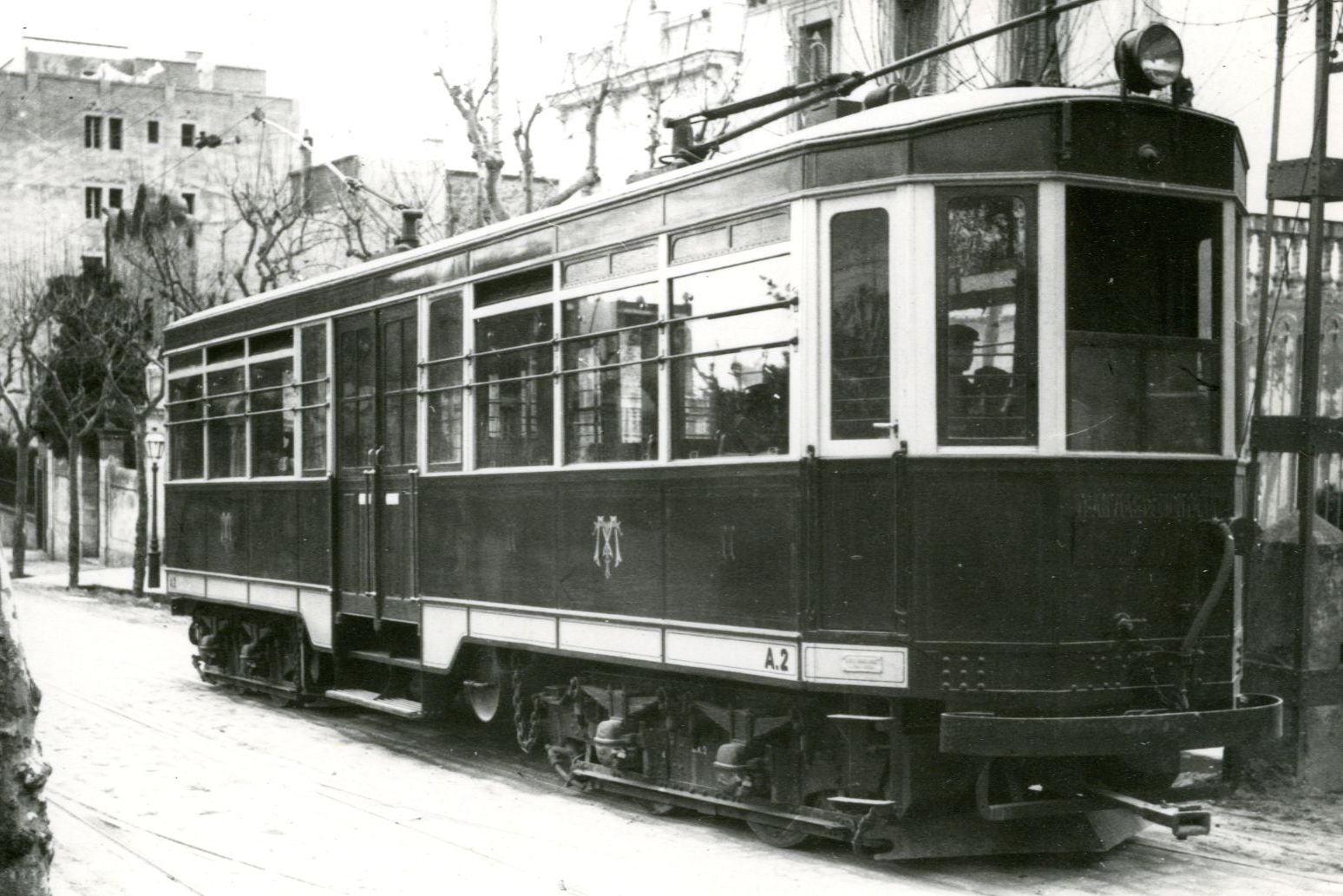 El tramvia de la carretera de la Rabassada en blanc i negre / Foto: Arxiu Municipal de Barcelona