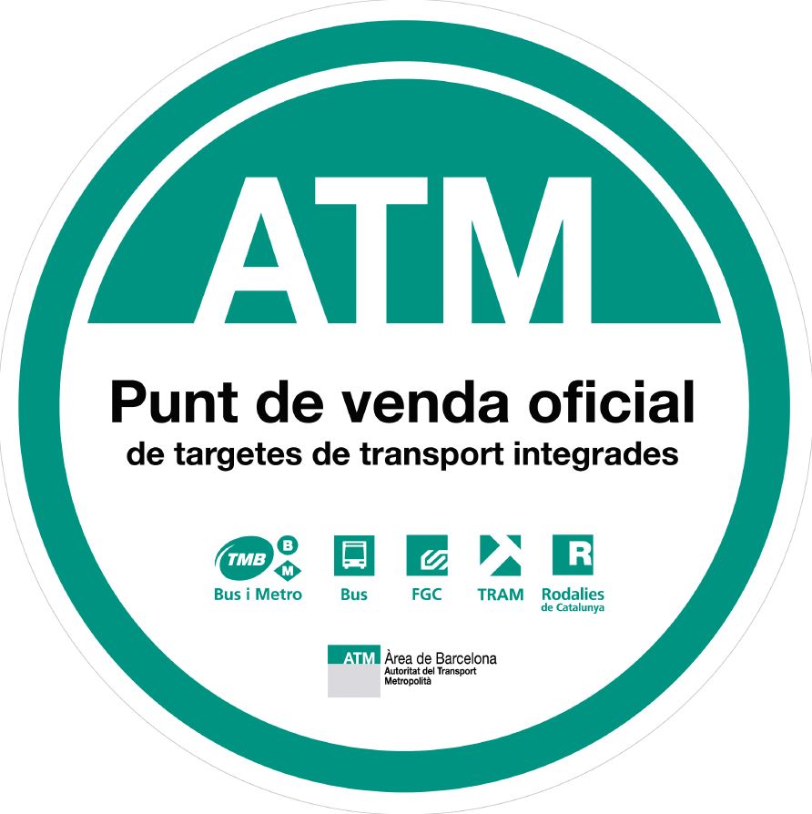 Distintiu punt de venda oficial de targetes de transport integrades/ Imatge: ATM