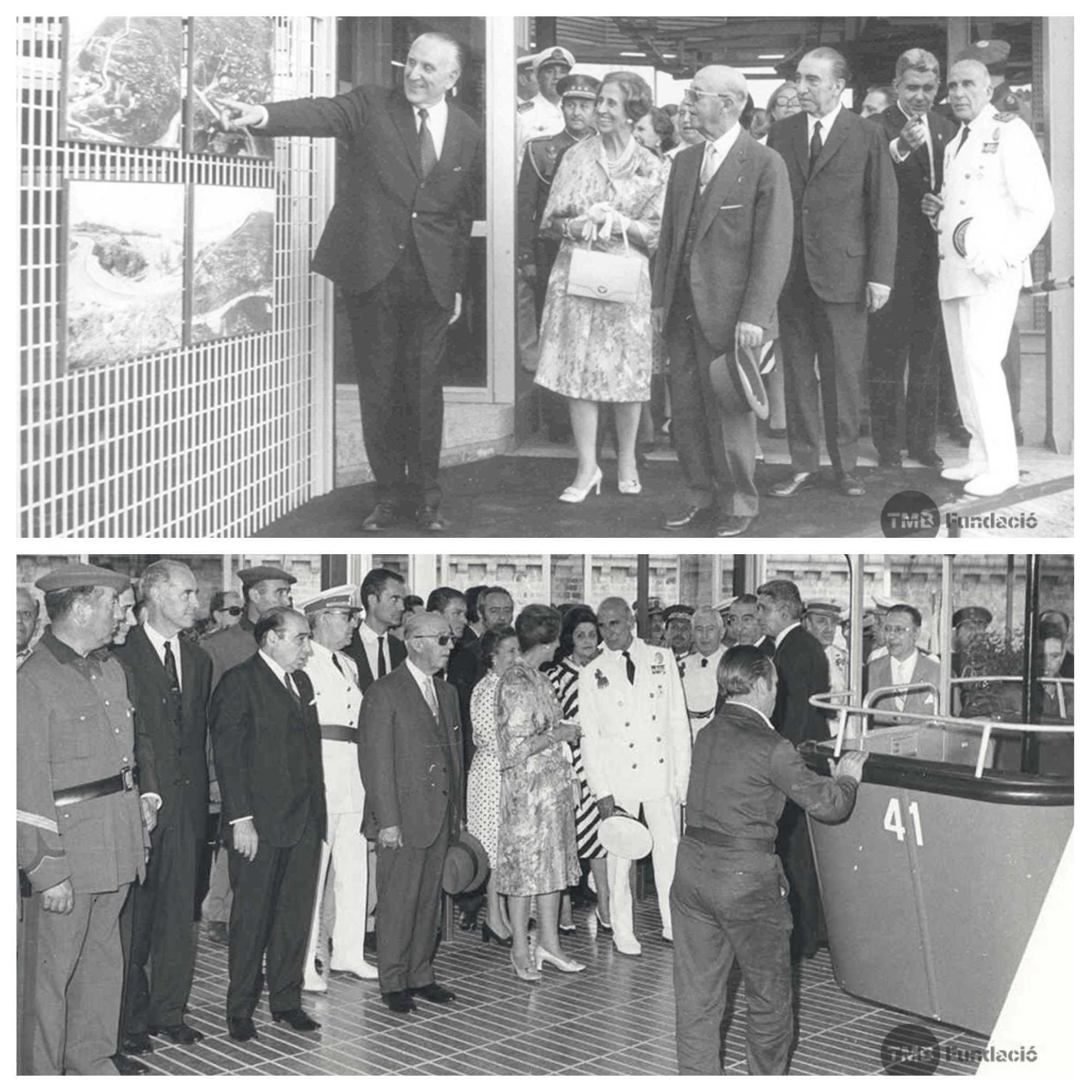 Imatges de la inauguració del Telefèric de Montjuïc el 22 de juny de 1970, amb l'alcalde de Barcelona José Mª Porcioles i el general Franco / Fotos: Arxiu TMB