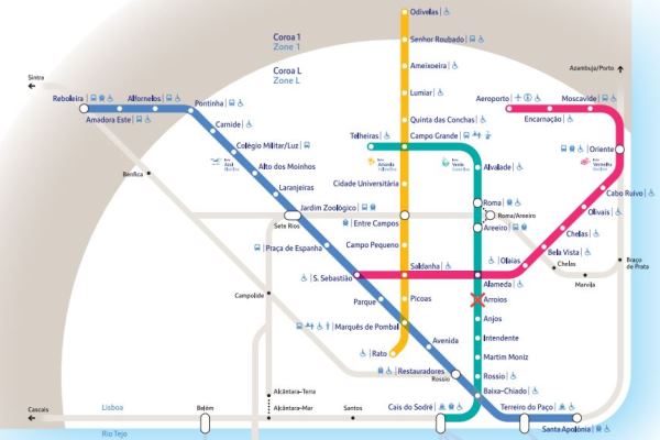 Mapa del metro de Lisboa en l'actualitat / Foto: Metropolitano de Lisboa 