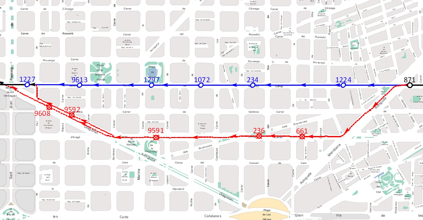 Circuit urbà de la 41 edició de la Zurich Marató de Barcelona / Imatge: Google Maps i TMB