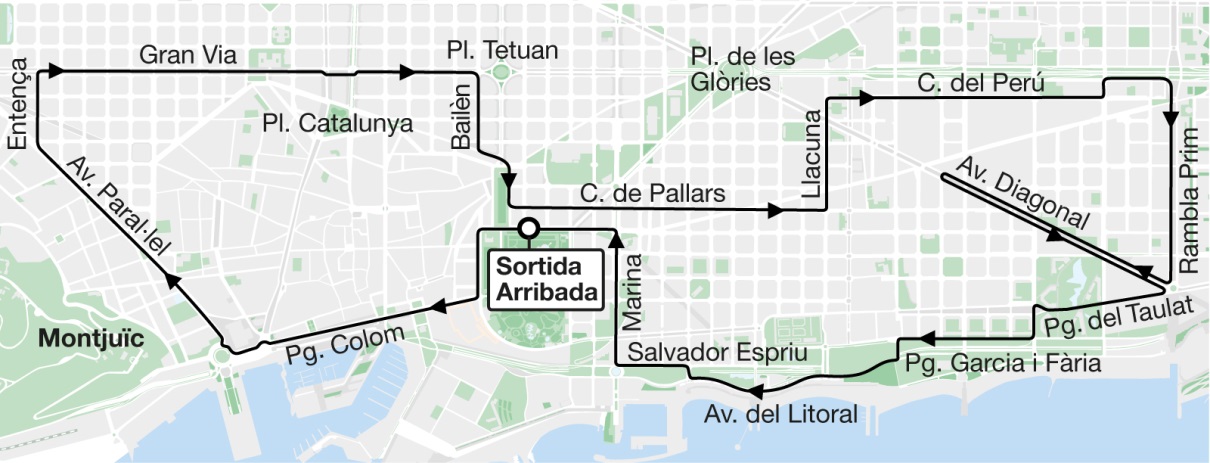 Recorregut de la Mitja Marató de Barcelona 2018 / Plànol: TMB