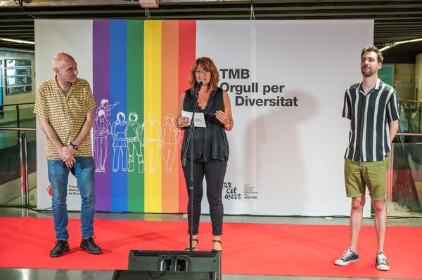 Laia Bonet durant l'acte Orgull per la diversitat. /Foto: PEP HERRERO (TMB)
