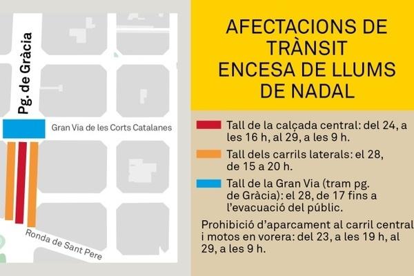 Afectacions transit Encesa Llums Nadal. /Foto: AJUNTAMENT BCN