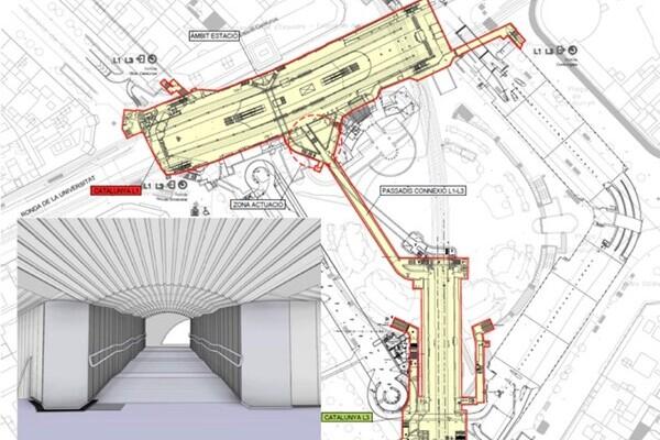 Mapa de les obres de Territori a l'estació de Catalunya. /Foto: TMB