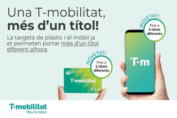 Visual de la campanya de comunicació de la càrrega de més d'un títol al sistema T-mobilitat / Foto: ATM