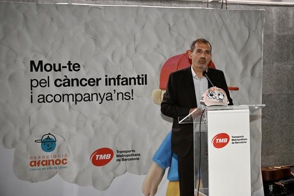 El conseller delegat de TMB, Xavier Flores, durant la presentació de la campanya 'Mou-te pel càncer infantil i acompanya'ns' de TMB / Foto: Miguel Ángel Cuartero (TMB)