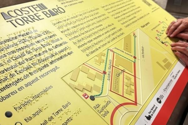 Detall panell instal·lat a l'estació de metro de Canyelles / Foto: Escola Deià
