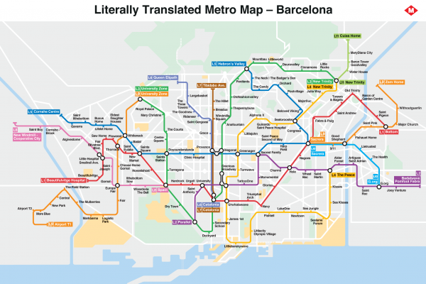 Literally Translated Barcelona Metro Map / Teologico