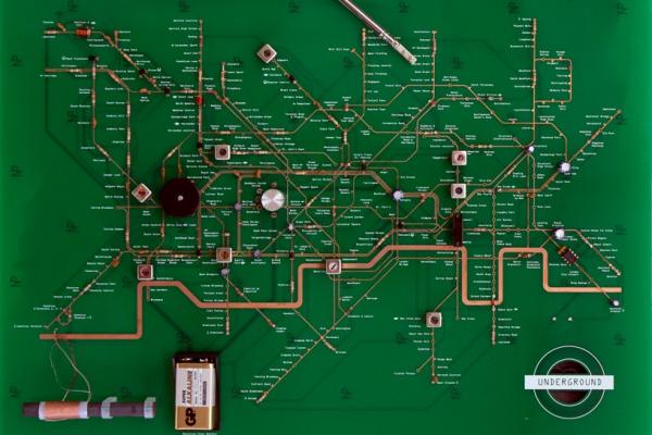 Disseny de circuit imprès inspirat en el metro de Londres / Foto: web de Yuri Suzuki