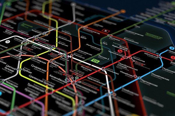 Versió amb fons negre de la proposta de disseny / Imatge: Web del projecte Mapa del Metro de Moscou 2030