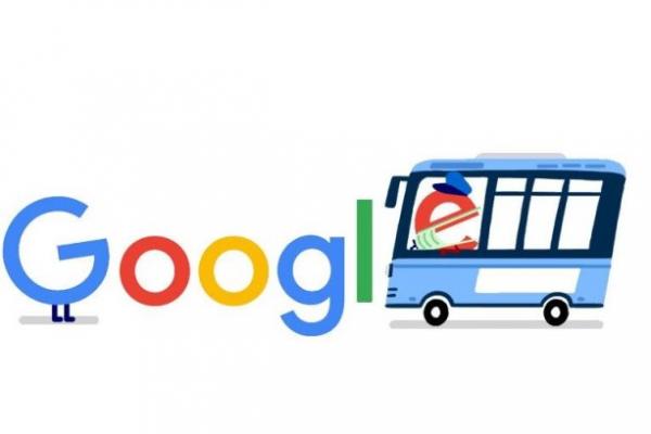 Google ha dedicat un doodle als treballadors del transport públic durant la pandèmia / Imatge: Google