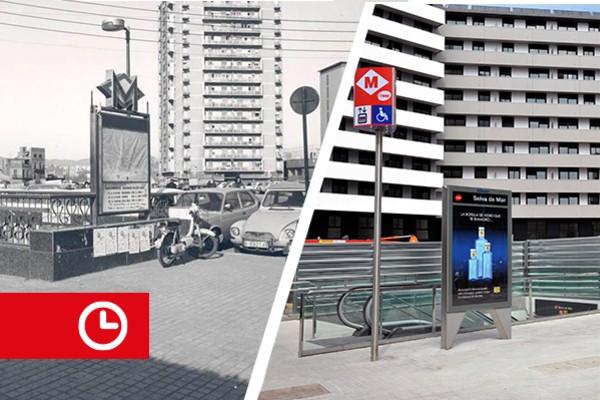El passat i el present de l'estació Selva de Mar de la línia 4 del metro de Barcelona / Imatge: TMB