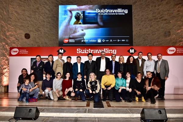 Jurat, guanyadors, finalistes i patrocinadors del Subtravelling al final de la gala / Foto: Pep Herrero (TMB)