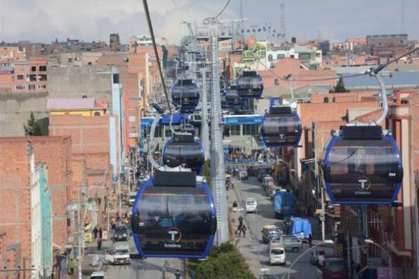 olívia acaba d'inaugurar la setena línia de telefèric a la capital, La Paz / Foto: Mi Teleférico
