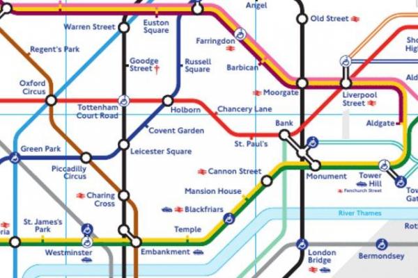 Detall del mapa del metro de Londres per evitar túnels llargs / Imatge: web TfL