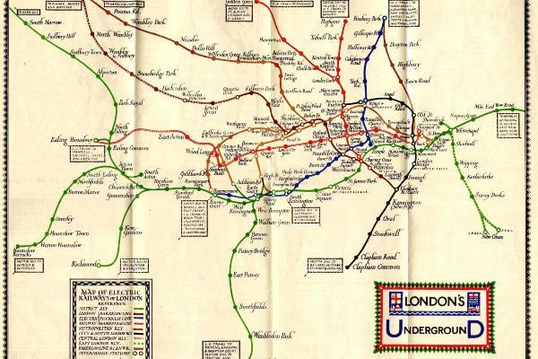 Detall d'un dels primers mapes del metro de Londres, el 1925 / Imatge: article web Evening Standard