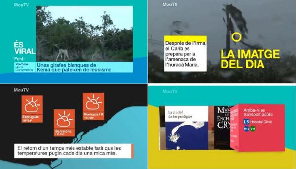 Mosaic de diversos continguts amb la nova nova imatge del MouTV / Imatge: TMB