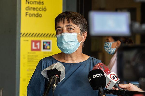 Rosa Alarcón, presidenta de TMB, en una atenció a mitjans divendres / Foto: Pep Herrero (TMB)