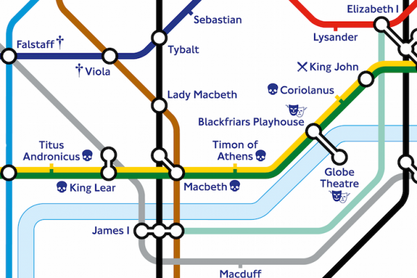 Captura del mapa de metro editat com a homenatge a Shakespeare / © Transport for London and Shakespeare’s Globe