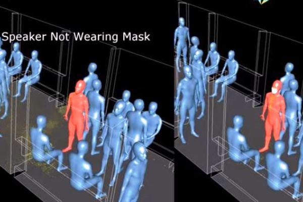 Captura de la simulació sobre els efectes de l'ús de mascareta / Imatge: Vídeo de MSC Software