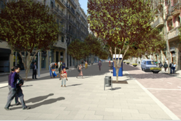 Simulació d'un carrer d'una superilla / Foto: Agència d'Ecologia Urbana de Barcelona
