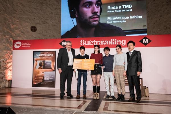 Els guanyadors del primer premi Roda a TMB, en un moment de l'acte / Foto: Pep Herrero (TMB)