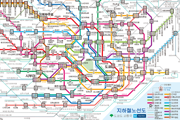 Plànol del metro de Tòquio, el tercer més complicat segons l'estudi