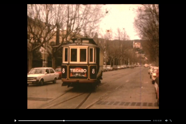 Captura del vídeo de Xavier Gaja del Tramvia Blau l'any 1978