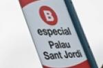 Banderola de parada de bus amb l'indicador del Palau Sant Jordi