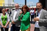 Xavier Flores, conseller delegat de TMB; Laia Bonet, presidenta de TMB; Jacobo Kalitovics, director de la Xarxa de Bus i Nazaret Gonzalez, directora de l'Àrea d'Organització i Persones, donen la benvinguda als nous conductors i conductores / Foto: Miguel Ángel Cuartero (TMB)