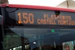 Frontal de la línia 150 de bus de TMB que enllaça la plaça d'Espanya i el Castell de Montjuïc / Foto: TMB