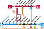 Esquema del tall parcial de servei a la línia 5 de metro i les alternatives ferroviàries de transport / Imatge: TMB
