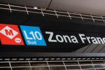 Rètol de l'estació de Zona Franca de la L10 Sud de metro / Foto: Pep Herrero (TMB)