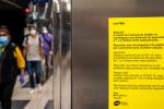 Avís en un ascensor del metro / Foto: Pep Herrero (TMB)