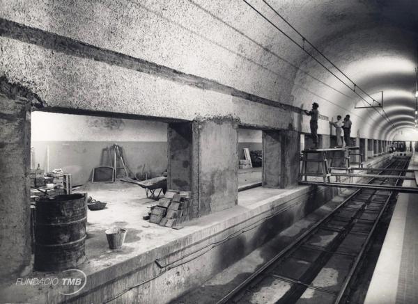 Construcció de l'estació de Correus del Gran Metro / Foto: Arxiu TMB